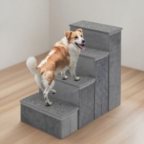 4‑Step Foldable Dog Stairs with Adjustable Non‑Slip Steps (Option: Gray)