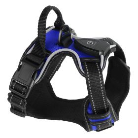 Rechargeable LED Dog Harness (Color: Dark Blue, Size: L)