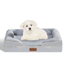 High Support Orthopedic Dog Bed (Color: Gray, Size: L)