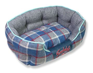 Touchdog 'Archi-Checked' Plaid Dog Bed (Color: Blue, Size: large)
