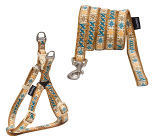 Touchdog 'Caliber' Embroidered Leash And Harness Set (Color: Brown Pattern, Size: small)