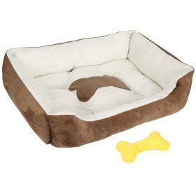 Warm Plush Pet Bed (Color: Brown, Size: S)