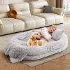 Fluffy Human Dog Bed with Soft Blanket and Plump Pillow