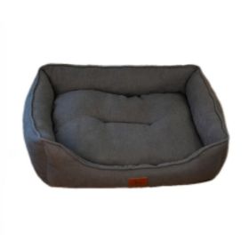 Cozy Bolster Pet Bed (Color: Light gray)